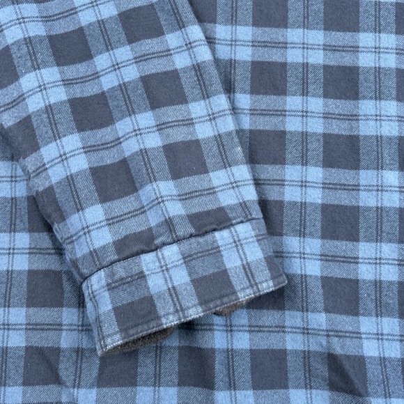LL Bean Fleece Lined Flannel Shirt Jacket Blue Plaid Men's XL Tall - Picture 11 of 13